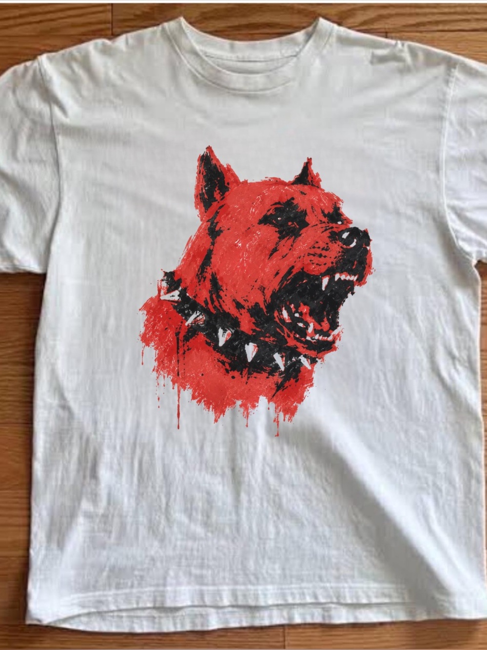 Gildan White Red Pitbull Graphic Dog T-Shirt